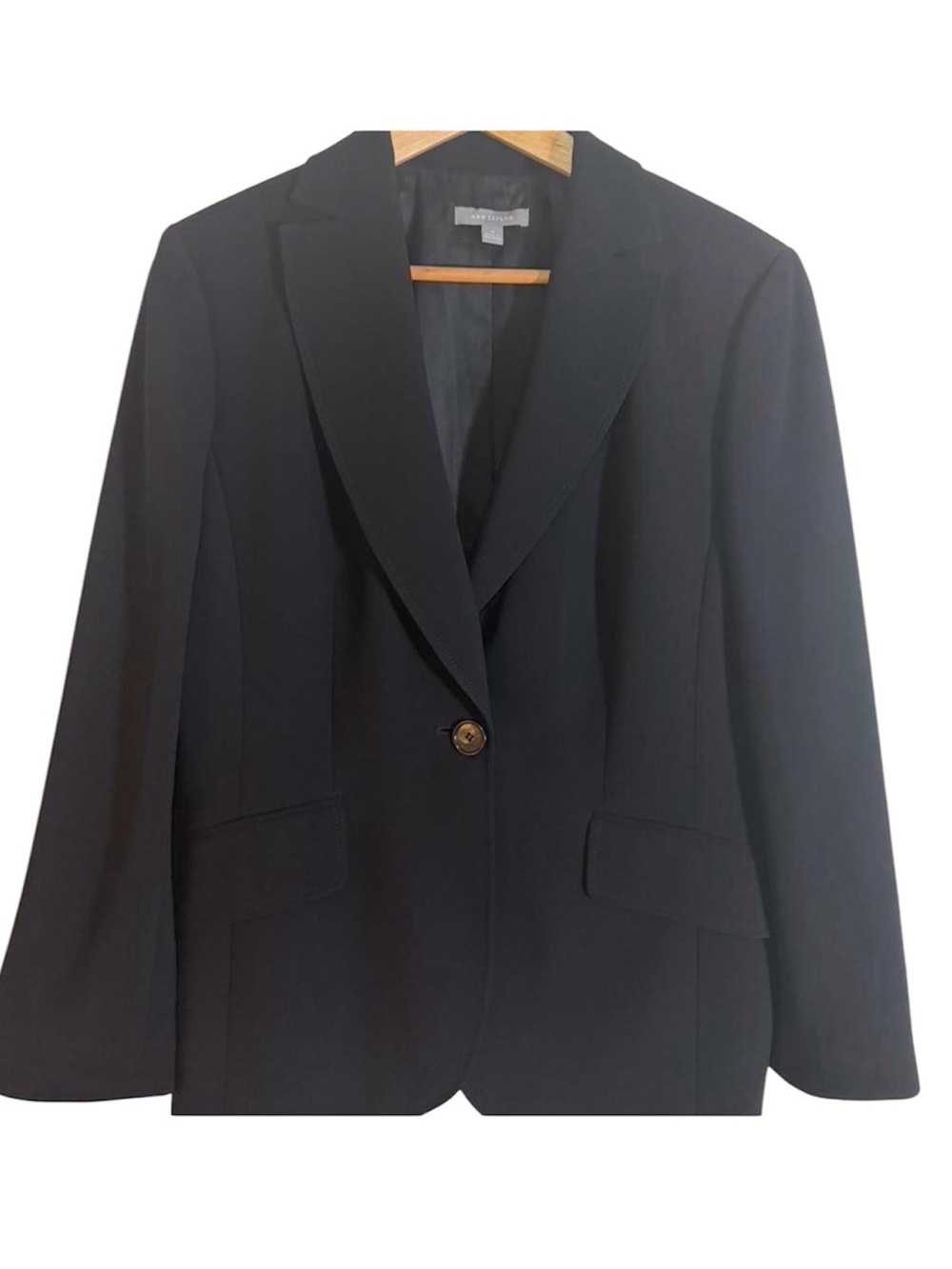 Ann Taylor Black Single-Button Tailored Blazer Size 12